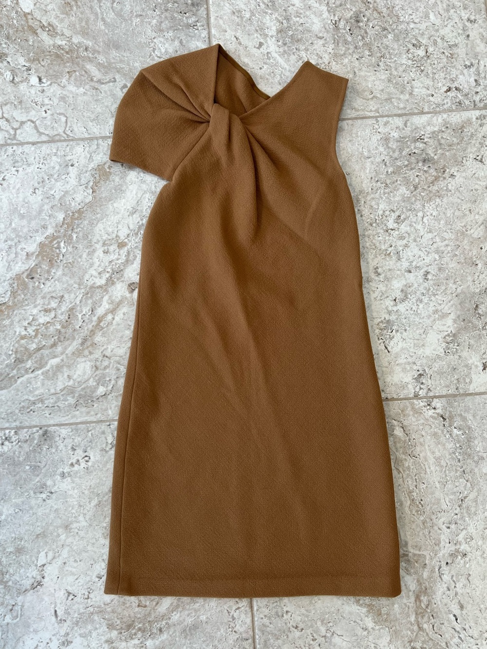 3.1 Phillip Lim Twisted Wool Sleeveless Asymmetrical Mini Shift Dress, Tan, sz 0